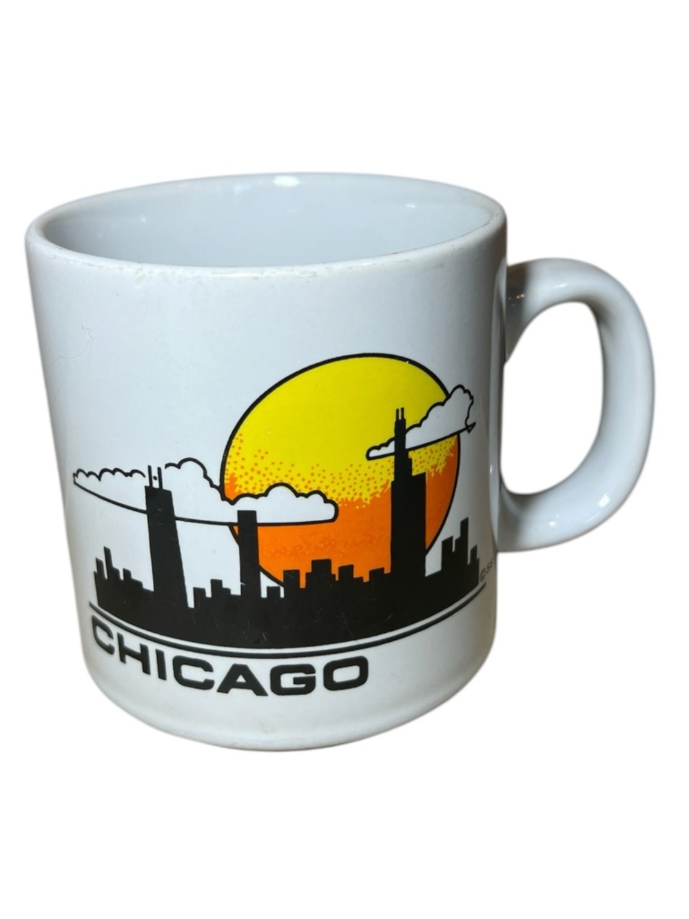 Vintage Chicago Skyline Ceramic Coffee Mug - Office Pen Holder